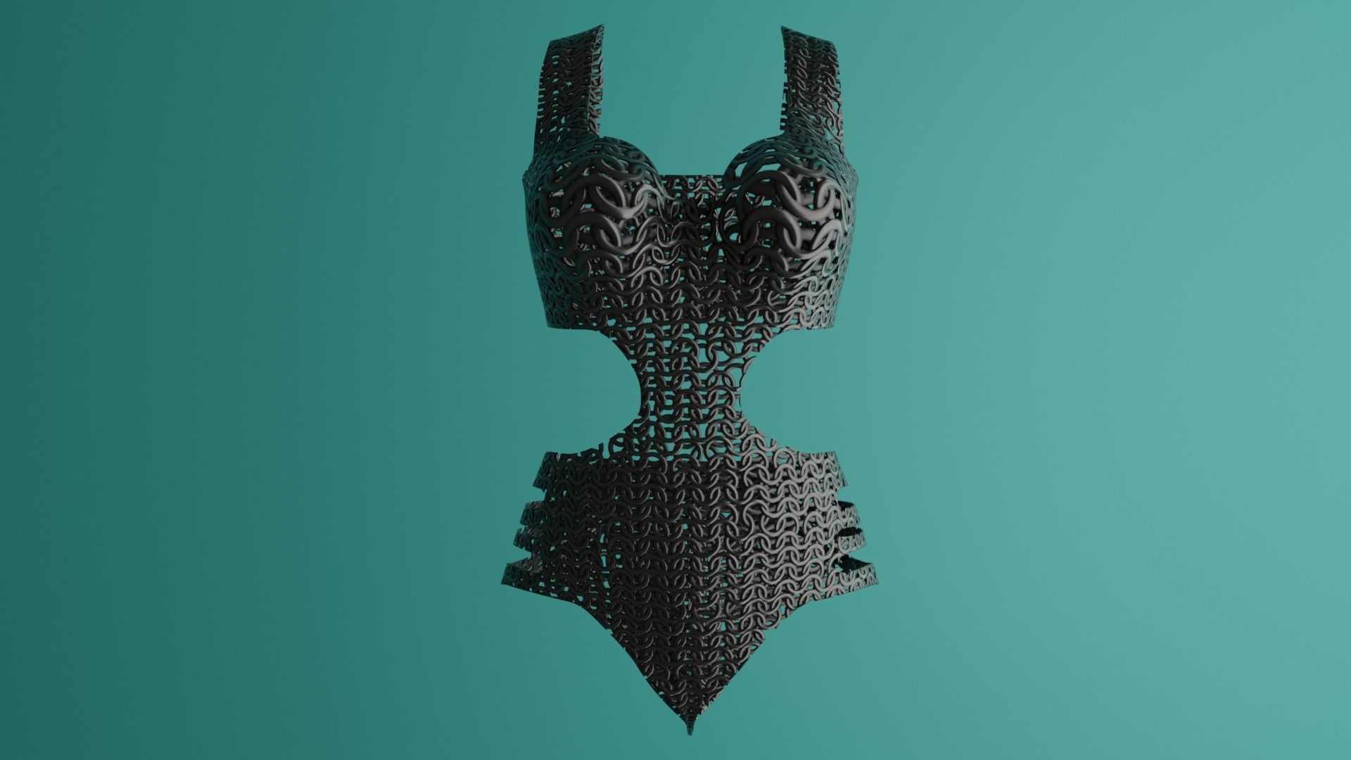 Chainmail Swimming suit Low-poly 3D model_2