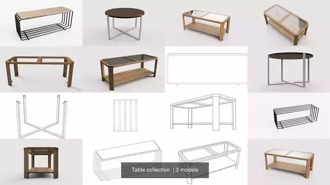 Table collection wooden and metal console
