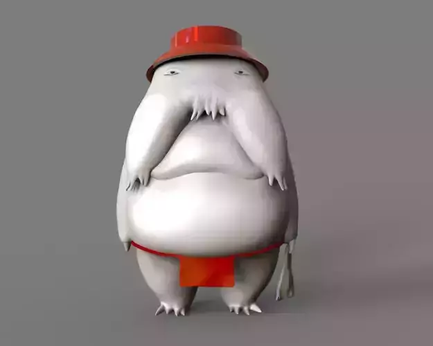 Oshira-sama octopus wearing hat 3D print model