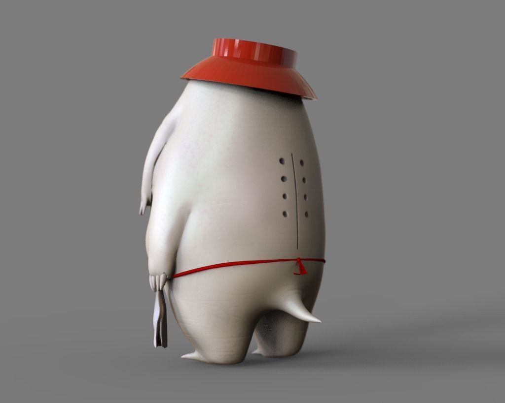 Oshira-sama octopus wearing hat 3D print model_2