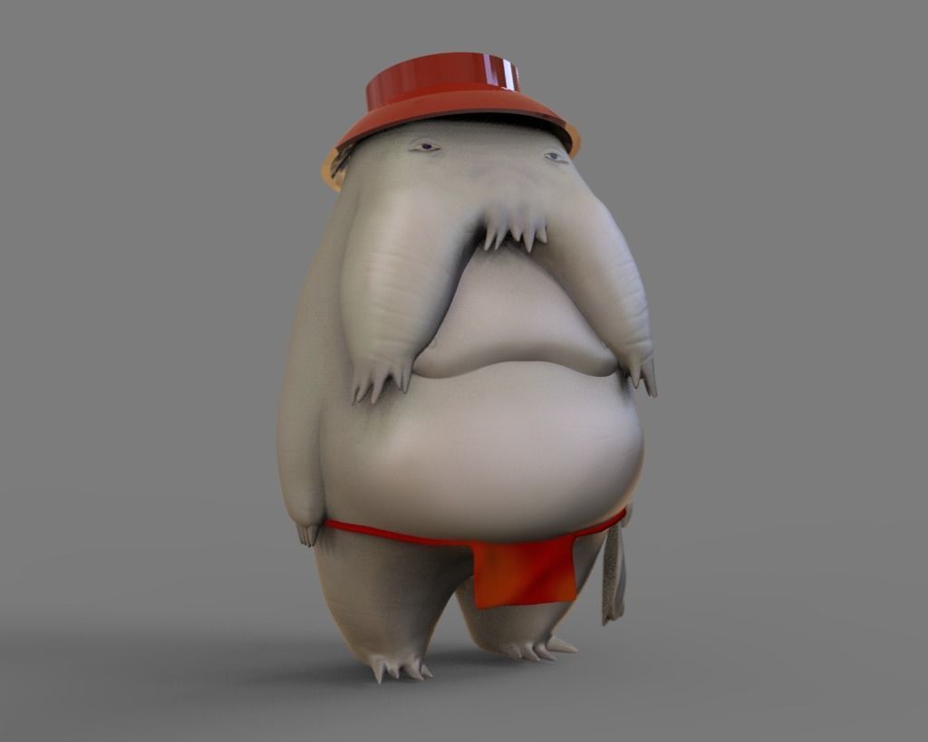 Oshira-sama octopus wearing hat 3D print model_1