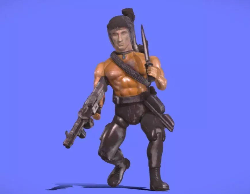 80s RAMBO NO SHIRT FIGURE - 3D SCAN 3D print model_0