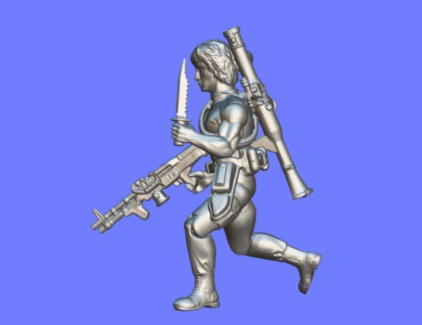 80s RAMBO NO SHIRT FIGURE - 3D SCAN 3D print model_7