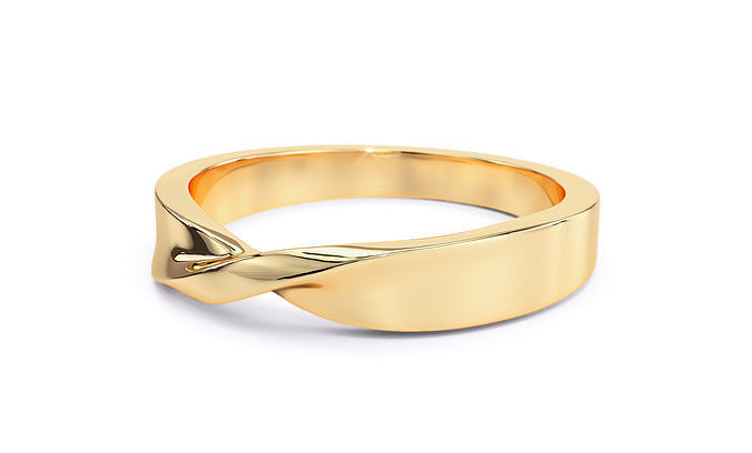 Mobius twisting gold ring 3D print model