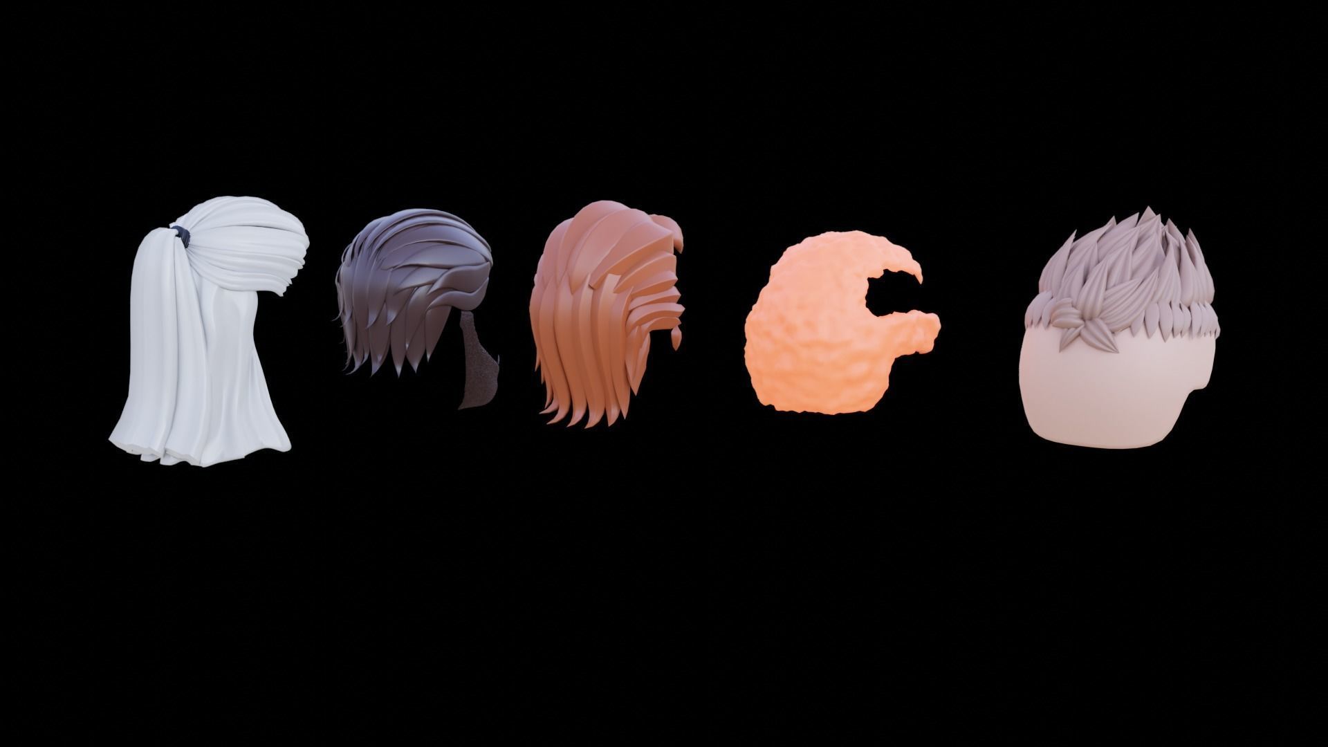 Base Haircuts 46-50 Low-poly 3D model_31