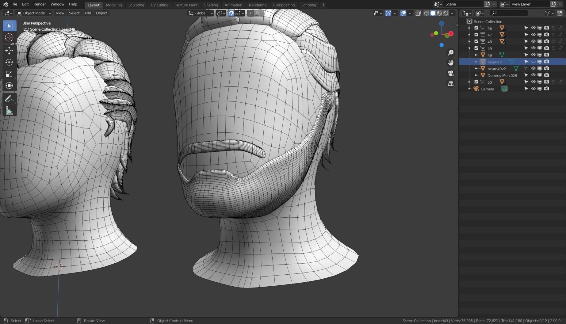 Base Haircuts 46-50 Low-poly 3D model_10