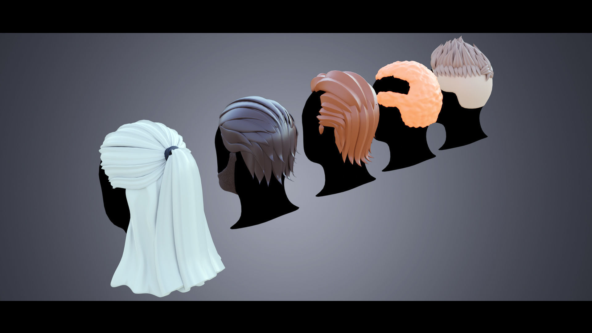 Base Haircuts 46-50 Low-poly 3D model_3