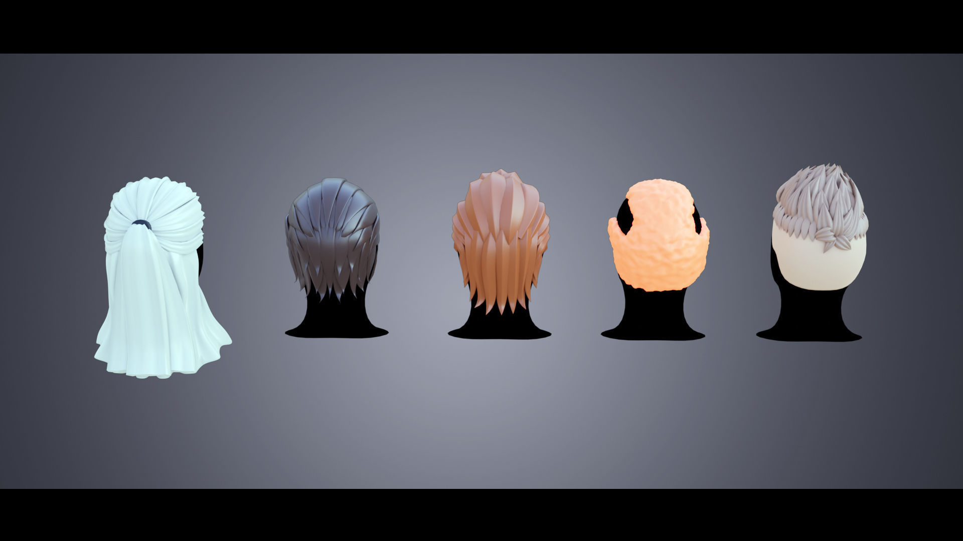 Base Haircuts 46-50 Low-poly 3D model_7