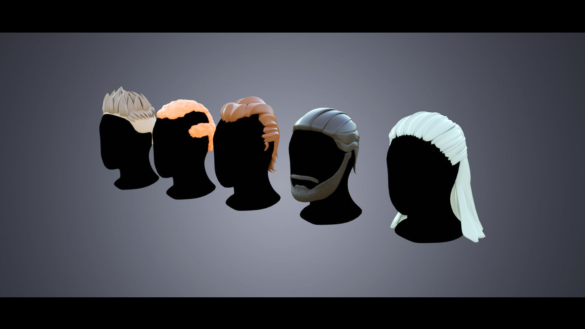 Base Haircuts 46-50 Low-poly 3D model_1