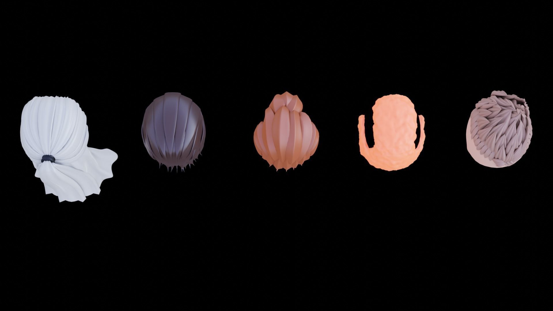 Base Haircuts 46-50 Low-poly 3D model_32
