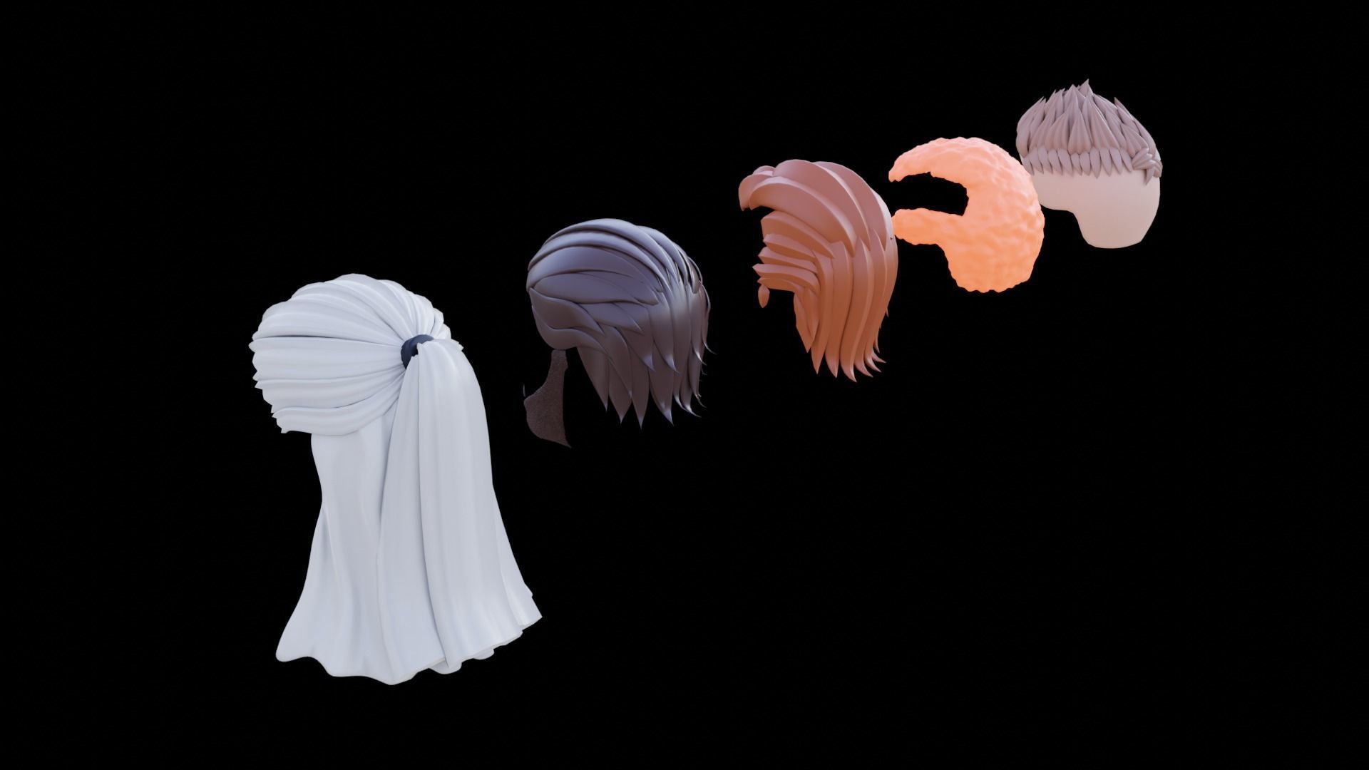 Base Haircuts 46-50 Low-poly 3D model_29
