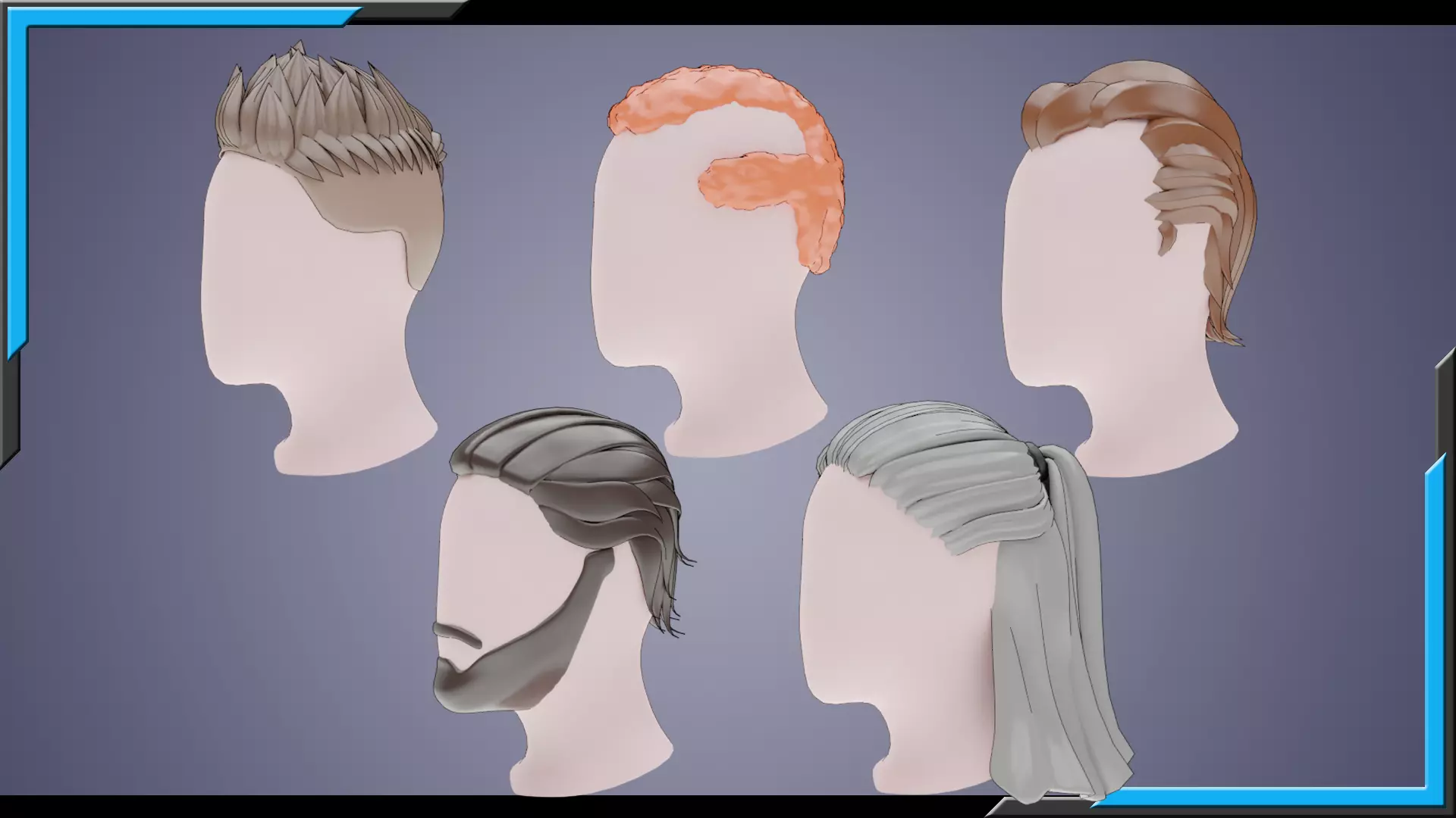 Base Haircuts 46-50 Low-poly 3D model_0