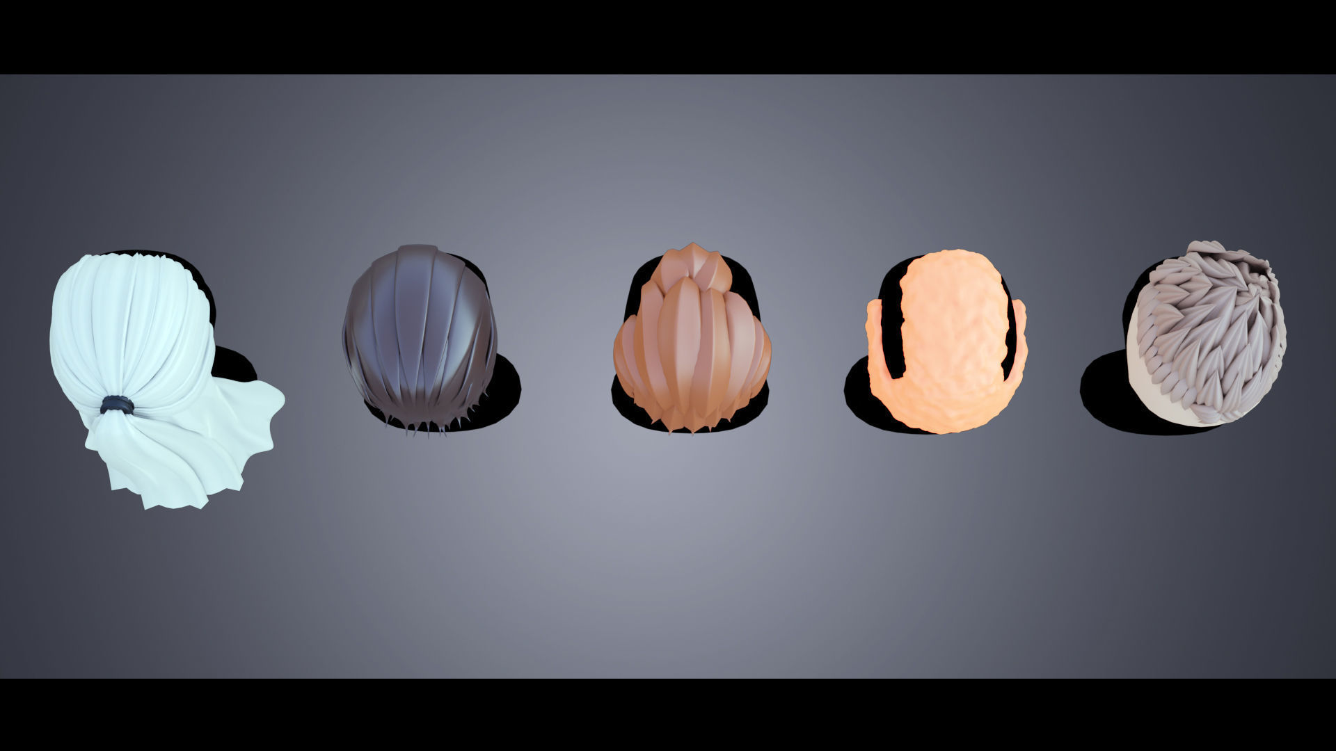 Base Haircuts 46-50 Low-poly 3D model_8