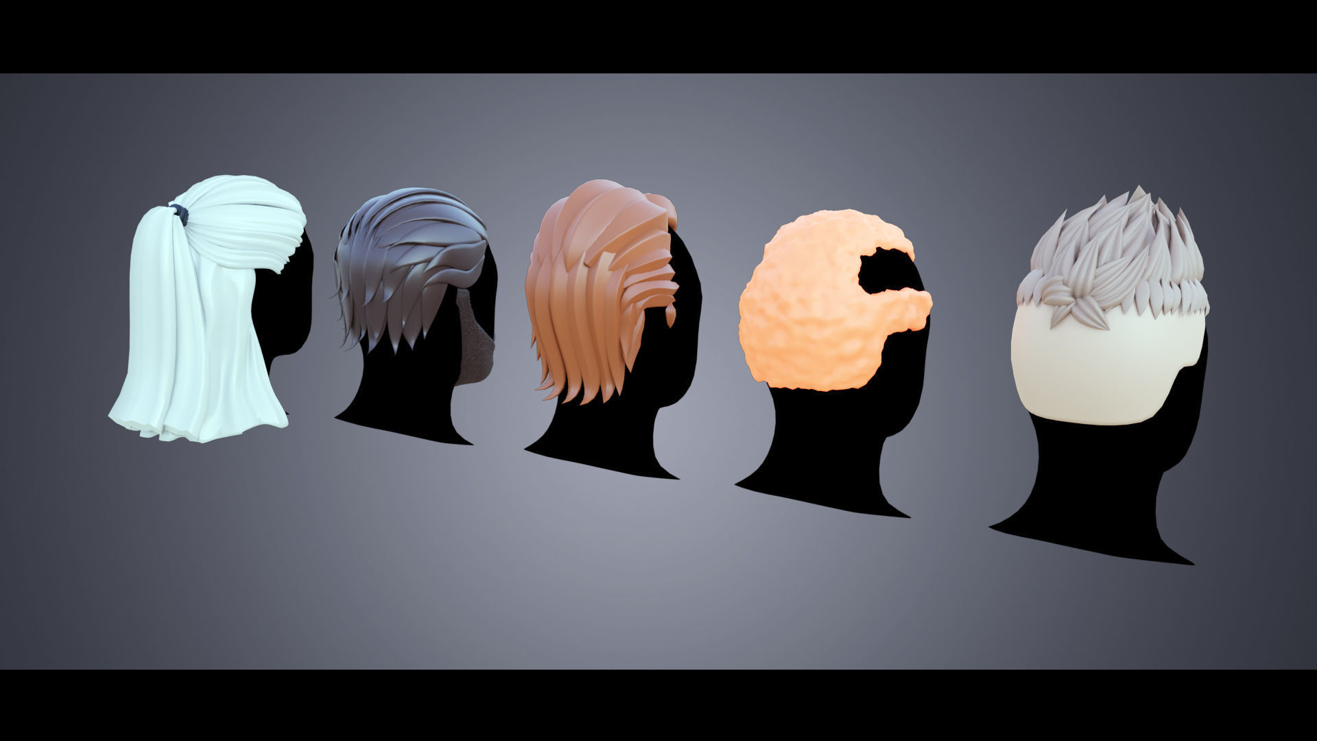 Base Haircuts 46-50 Low-poly 3D model_6
