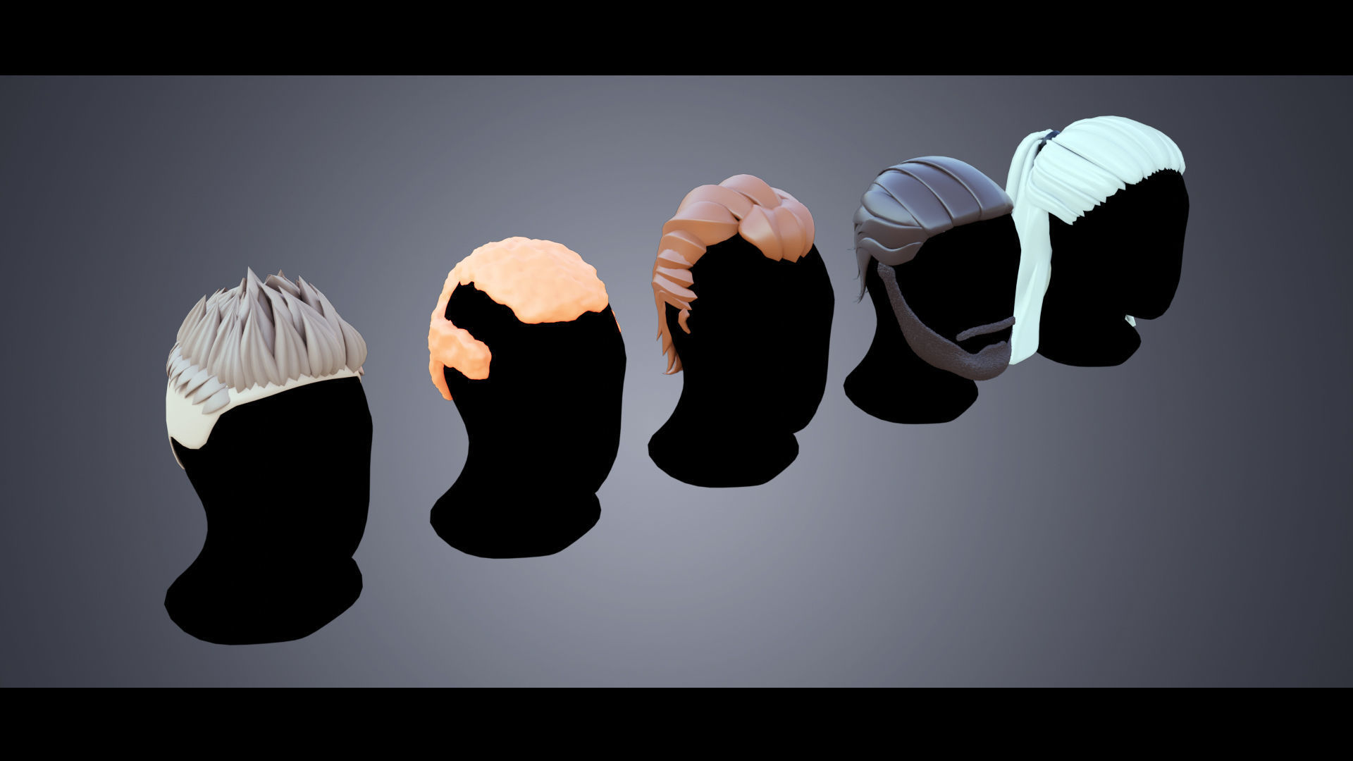 Base Haircuts 46-50 Low-poly 3D model_5