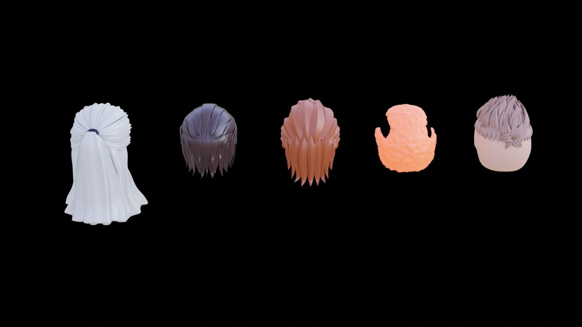 Base Haircuts 46-50 Low-poly 3D model_30
