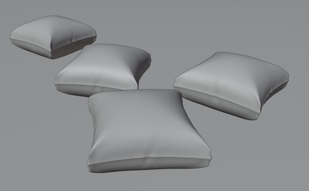 cushion 3D model two spheres Low-poly 3D model_1