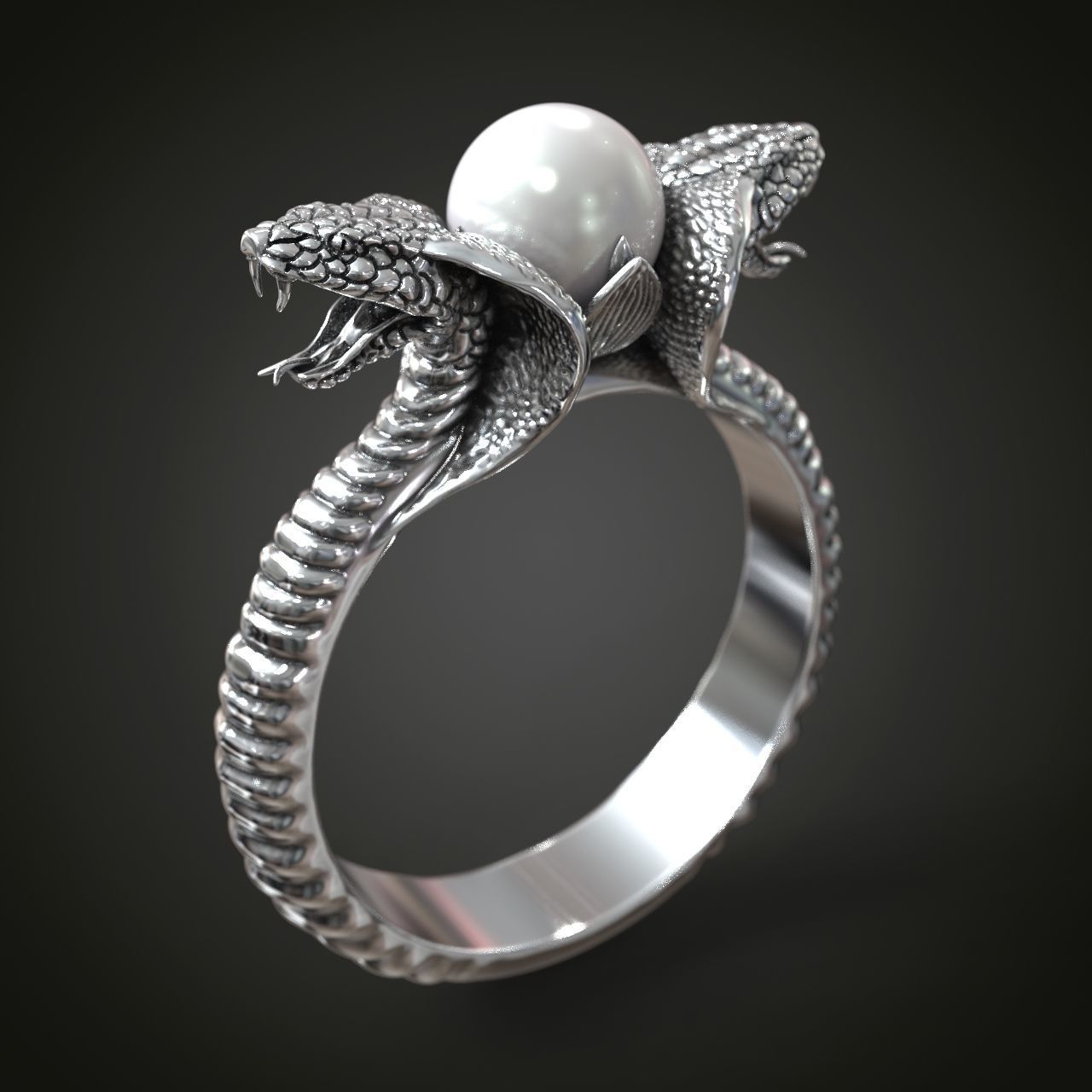 Ring cobra snakes pearl  3D print model_2