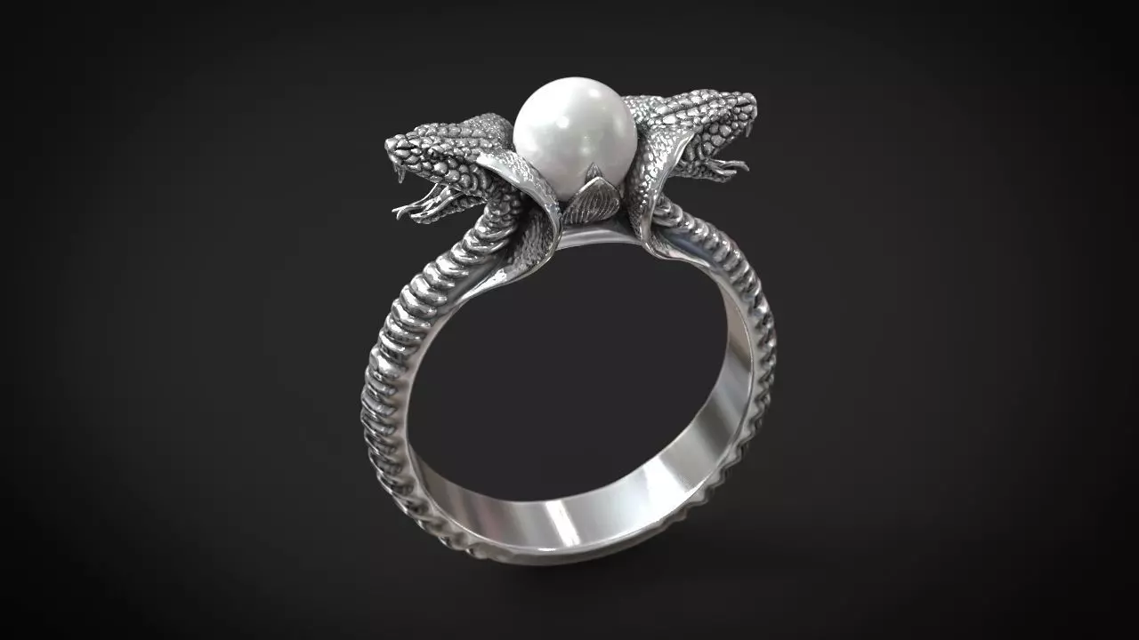 Ring cobra snakes pearl  3D print model_0