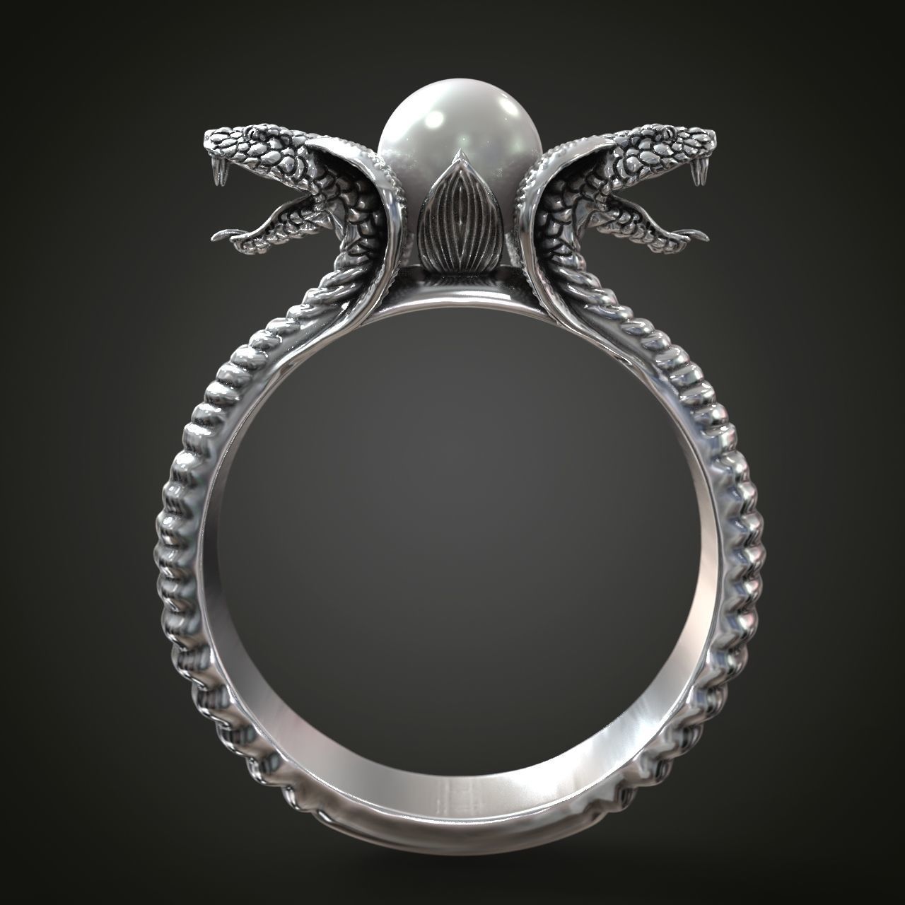 Ring cobra snakes pearl  3D print model_1