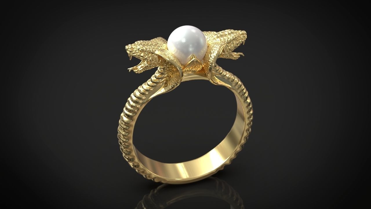 Ring cobra snakes pearl  3D print model_3