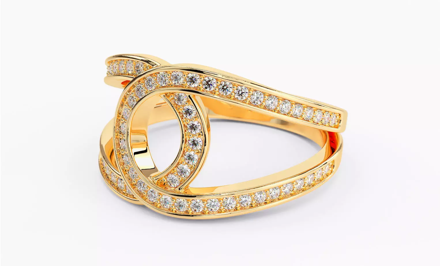 gold crossing ring with diamond 3D print model