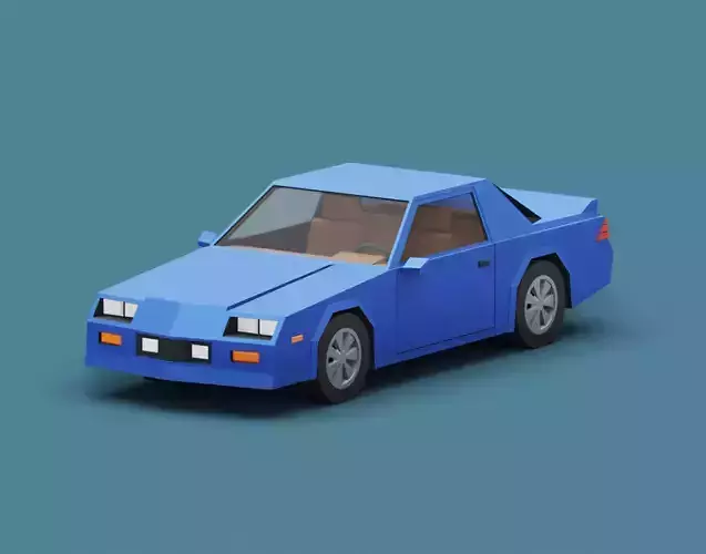 Stylized Cartoon Coupe Car 80s  