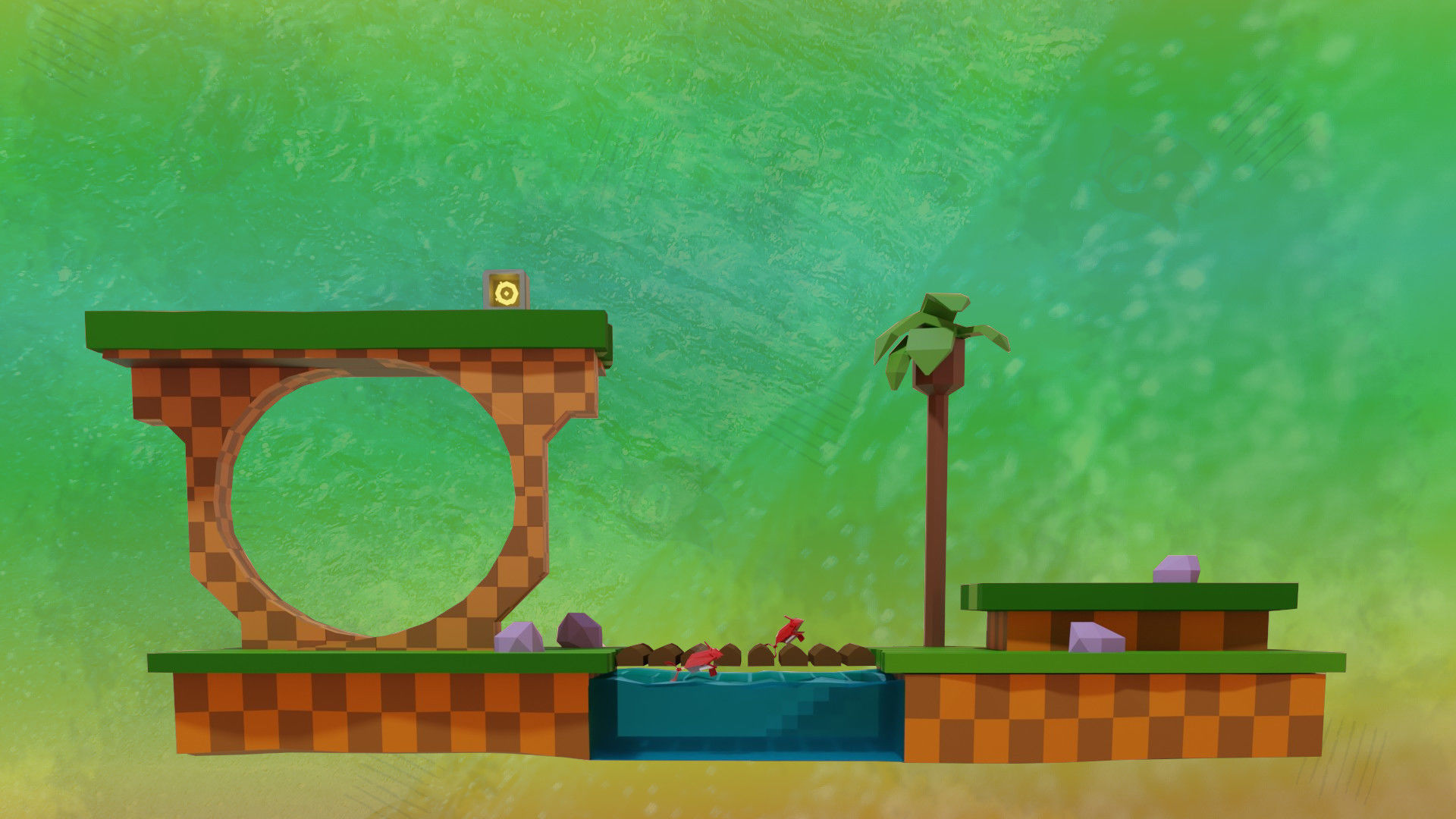 Green Hill Zone styled map 3D model_1