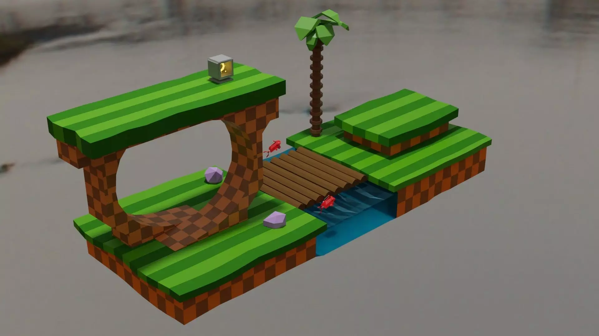 Green Hill Zone styled map 3D model_0