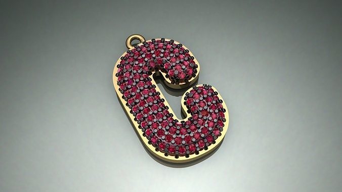 Letter C 1 mm gems 3D print model