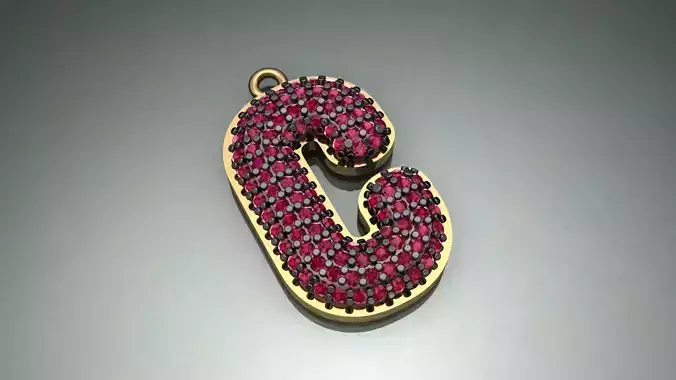 Letter C 1 mm gems 3D print model