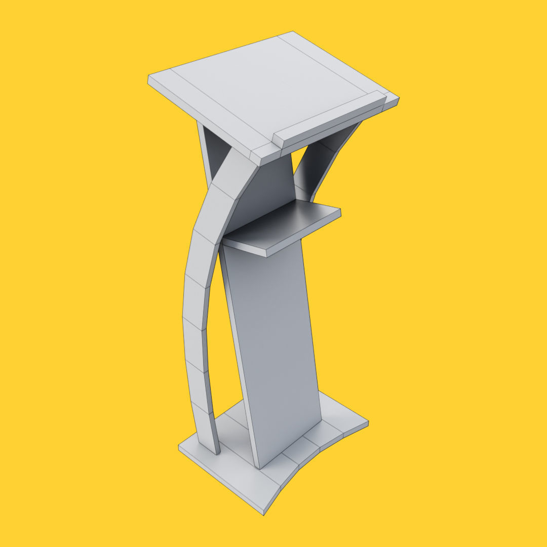 Curved metallic lectern Low-poly 3D model_23