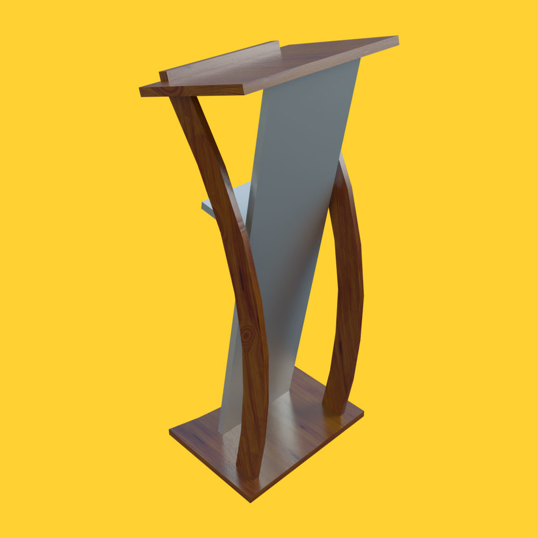 Curved metallic lectern Low-poly 3D model_1