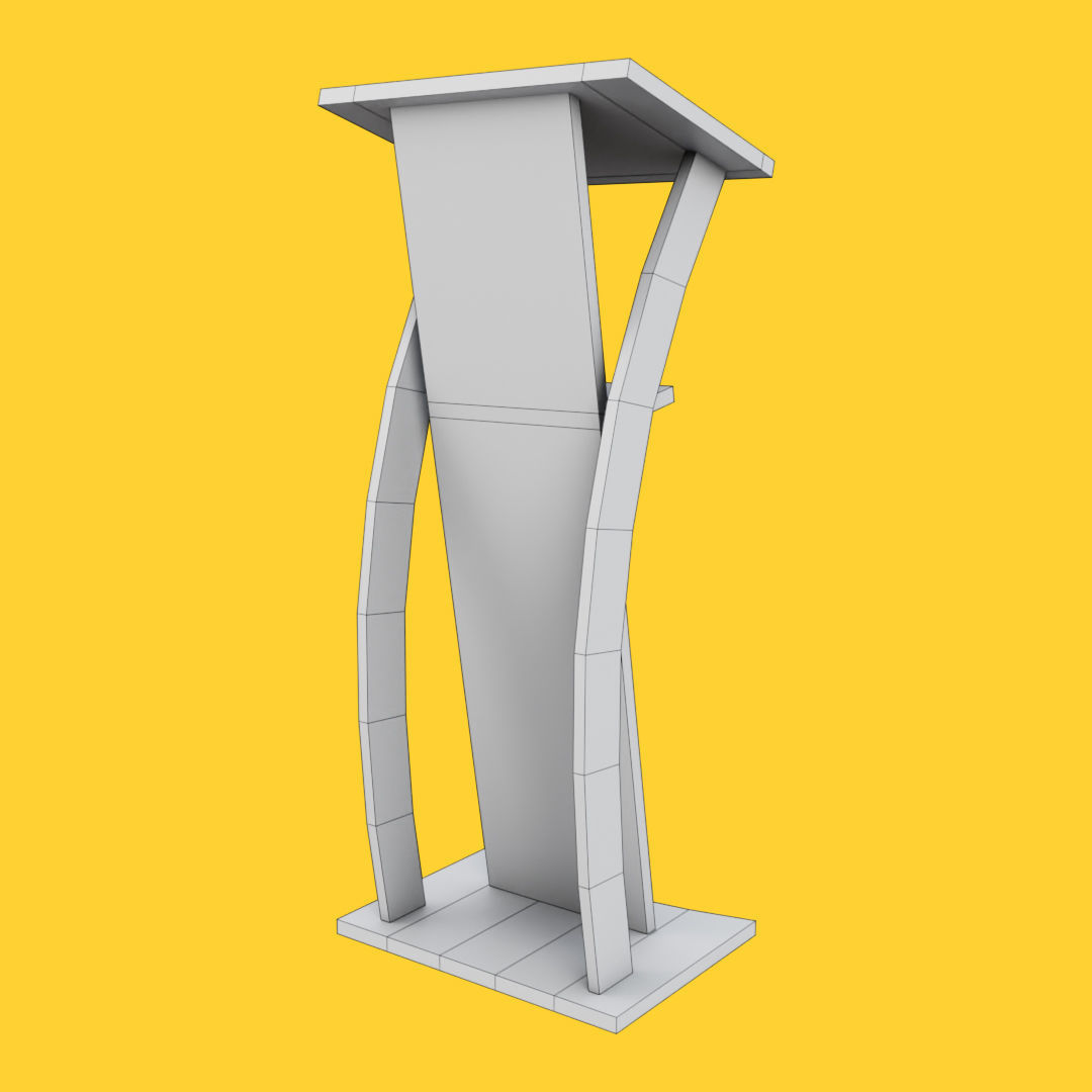 Curved metallic lectern Low-poly 3D model_24