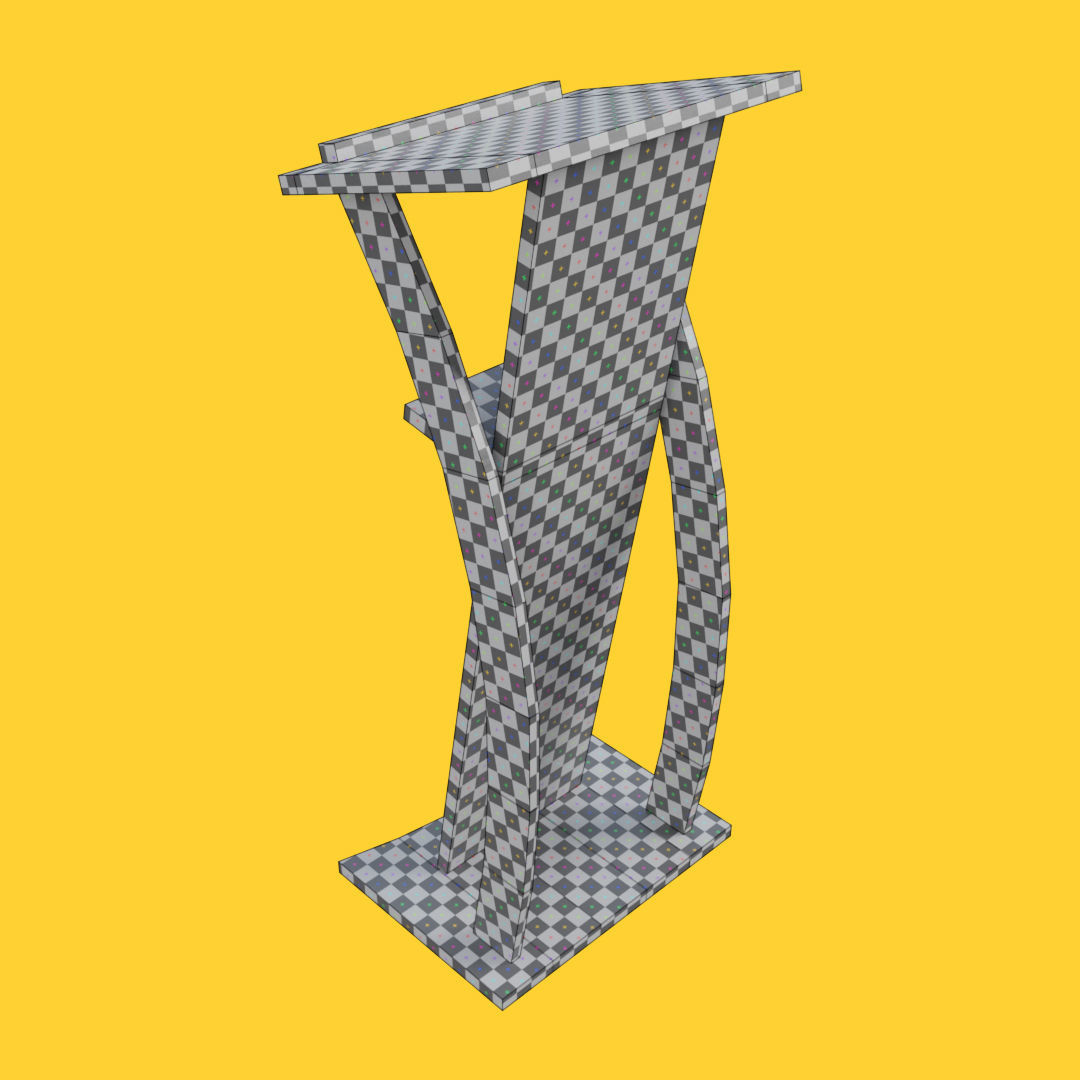 Curved metallic lectern Low-poly 3D model_26