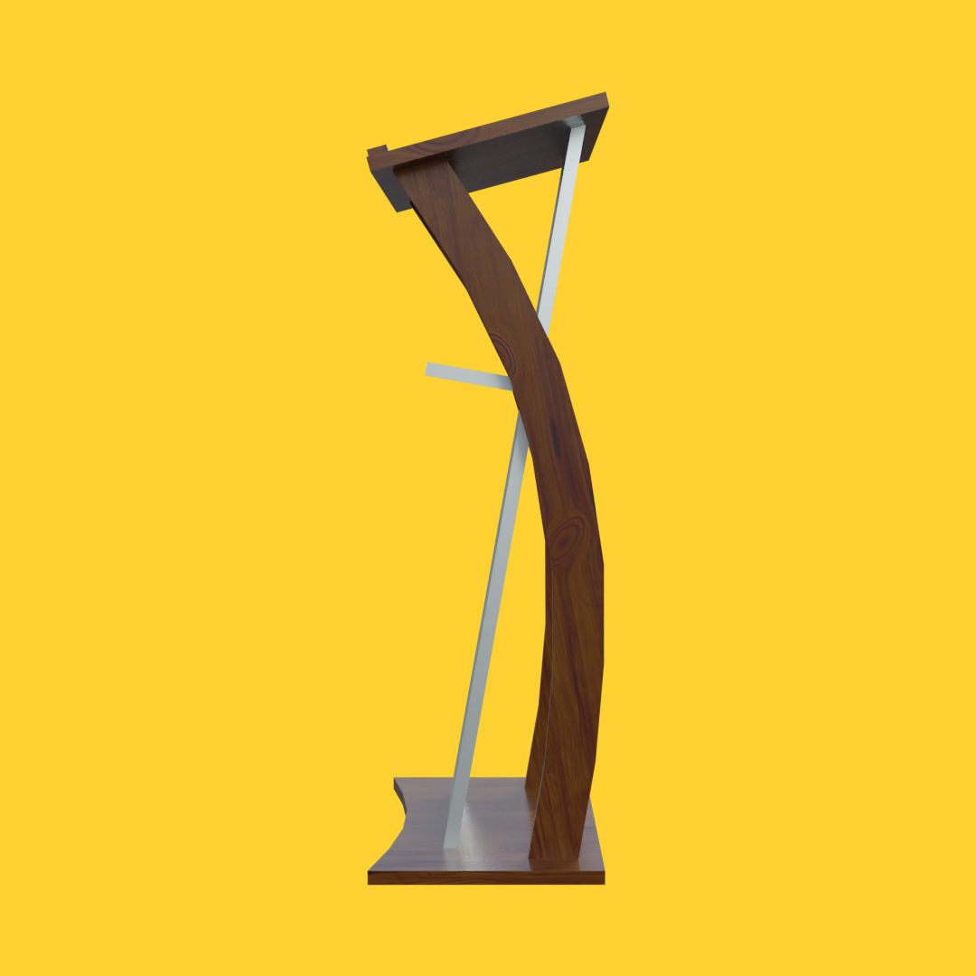 Curved metallic lectern Low-poly 3D model_5