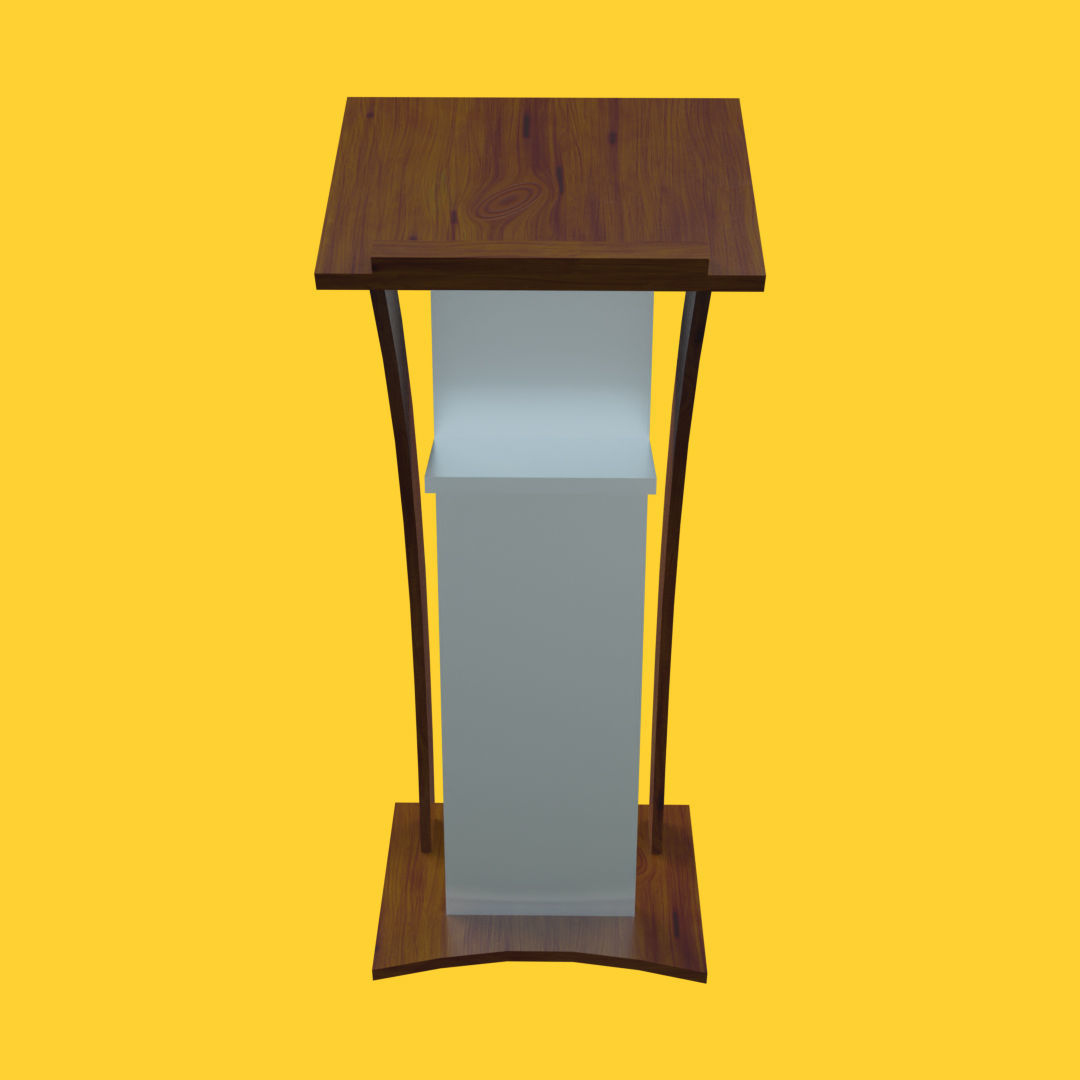 Curved metallic lectern Low-poly 3D model_4