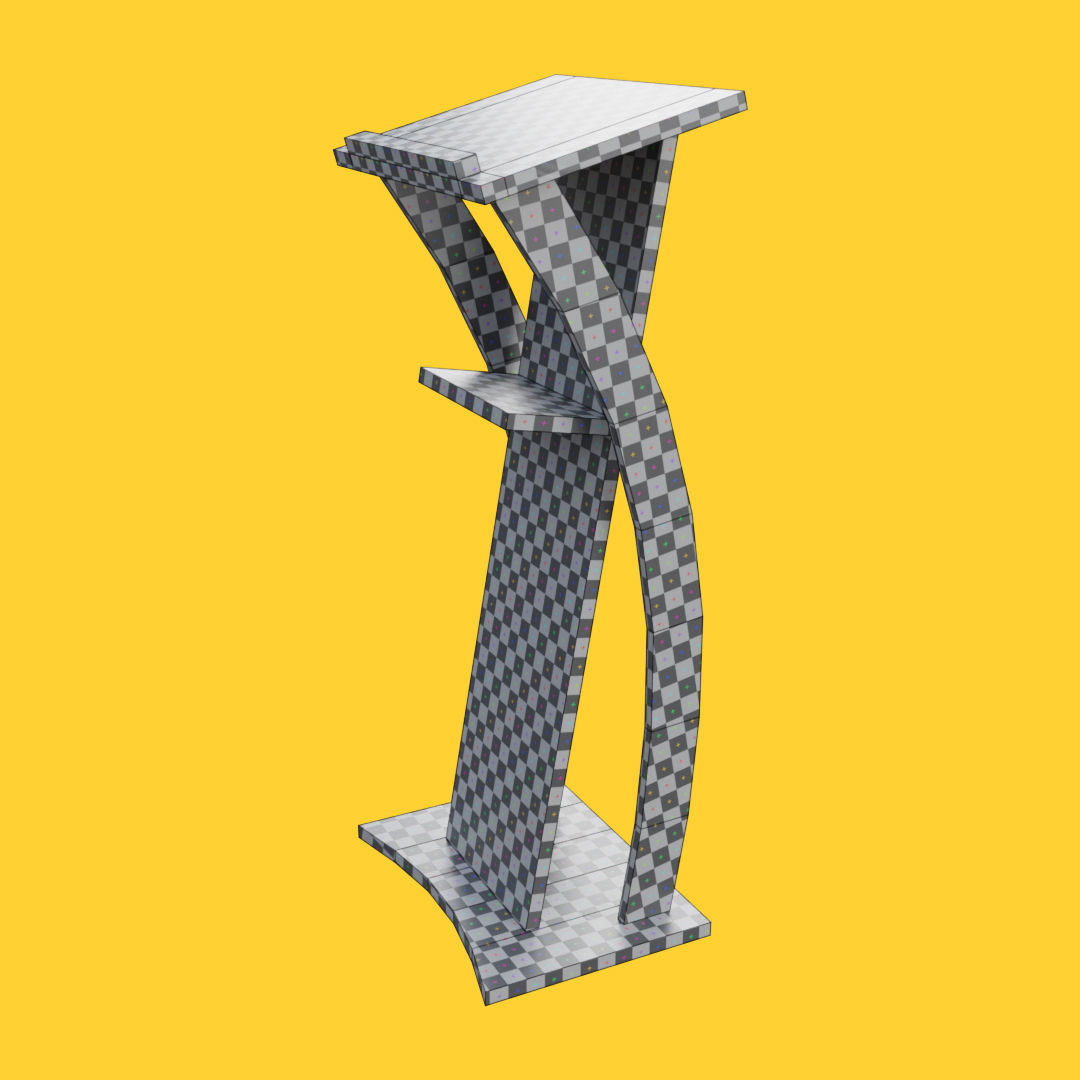 Curved metallic lectern Low-poly 3D model_27
