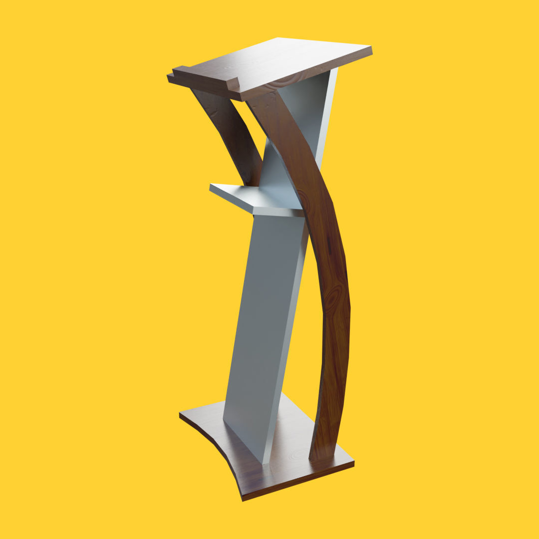 Curved metallic lectern Low-poly 3D model_2
