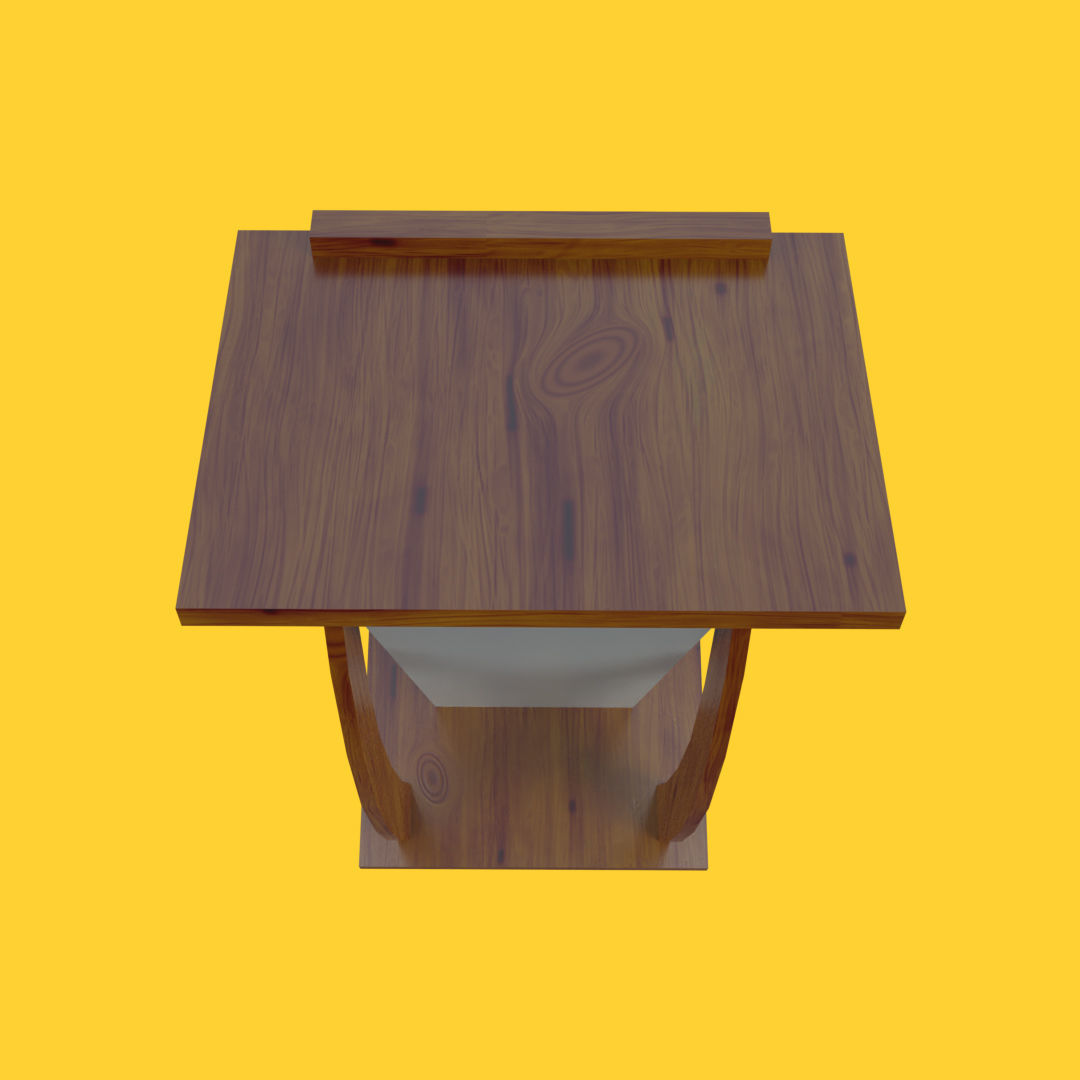 Curved metallic lectern Low-poly 3D model_3