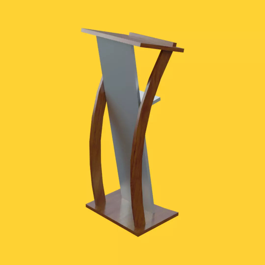 Curved metallic lectern Low-poly 3D model_0
