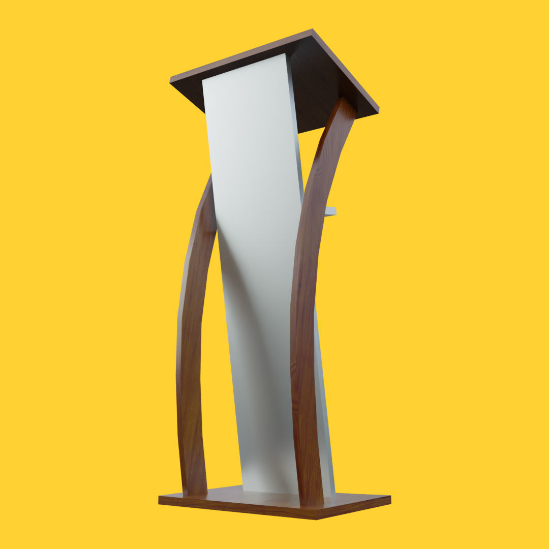 Curved metallic lectern Low-poly 3D model_8