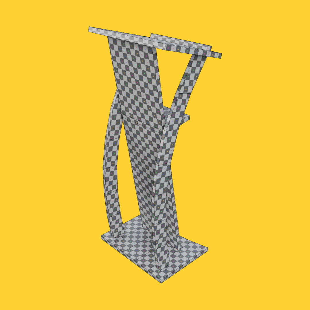 Curved metallic lectern Low-poly 3D model_29
