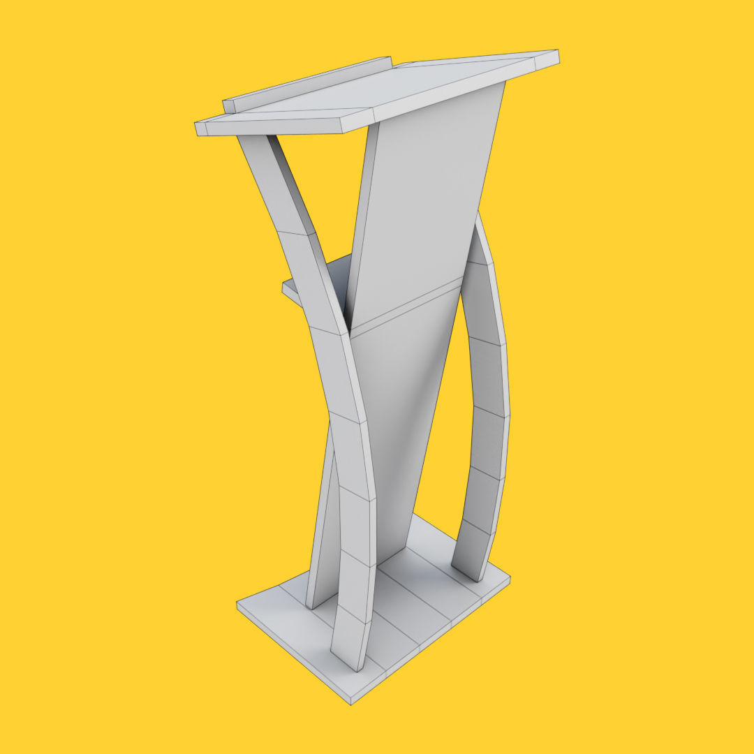 Curved metallic lectern Low-poly 3D model_18