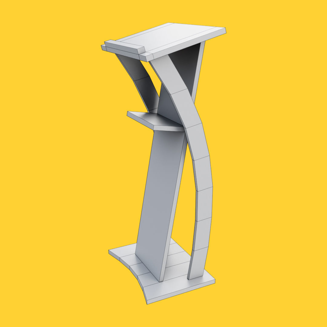 Curved metallic lectern Low-poly 3D model_19