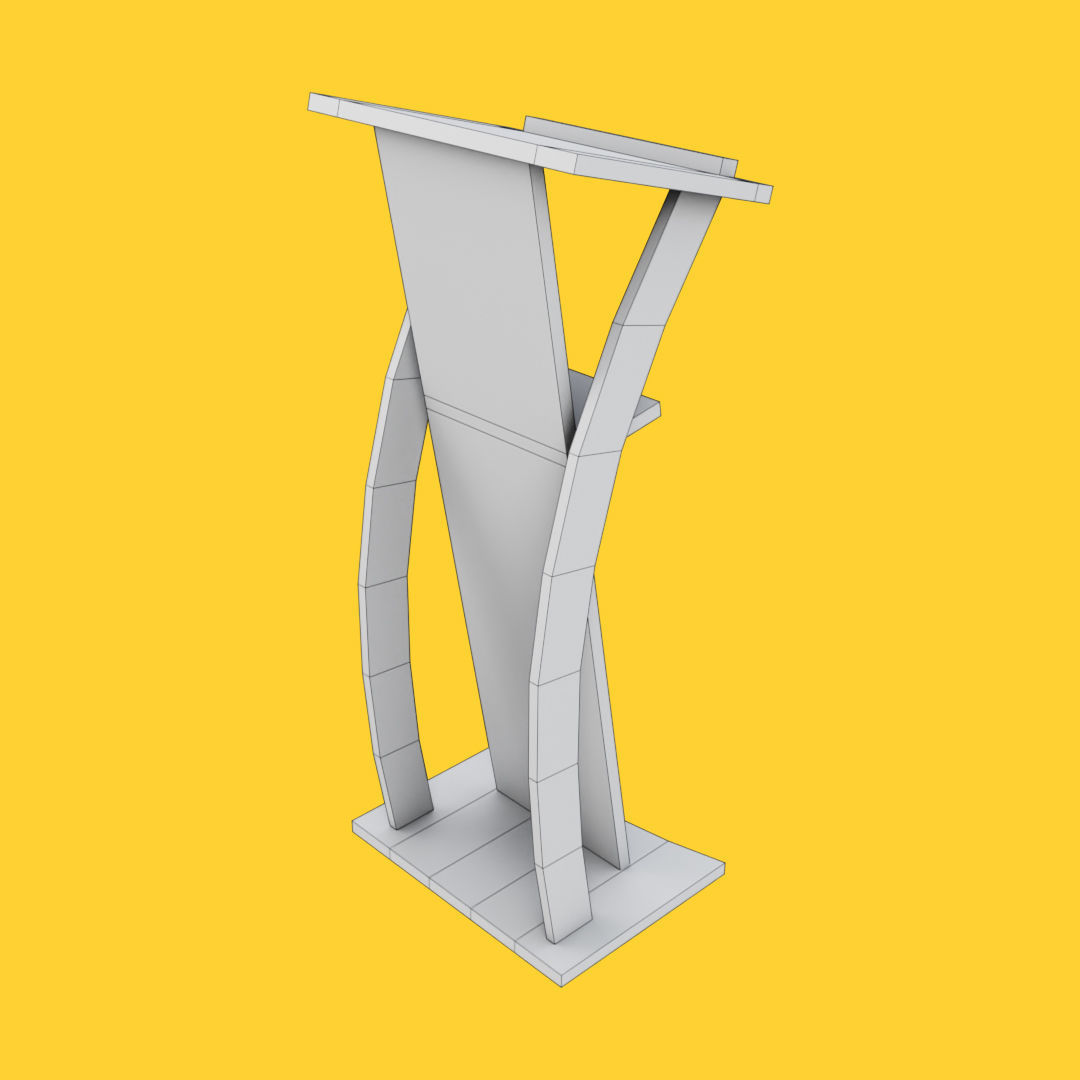 Curved metallic lectern Low-poly 3D model_25