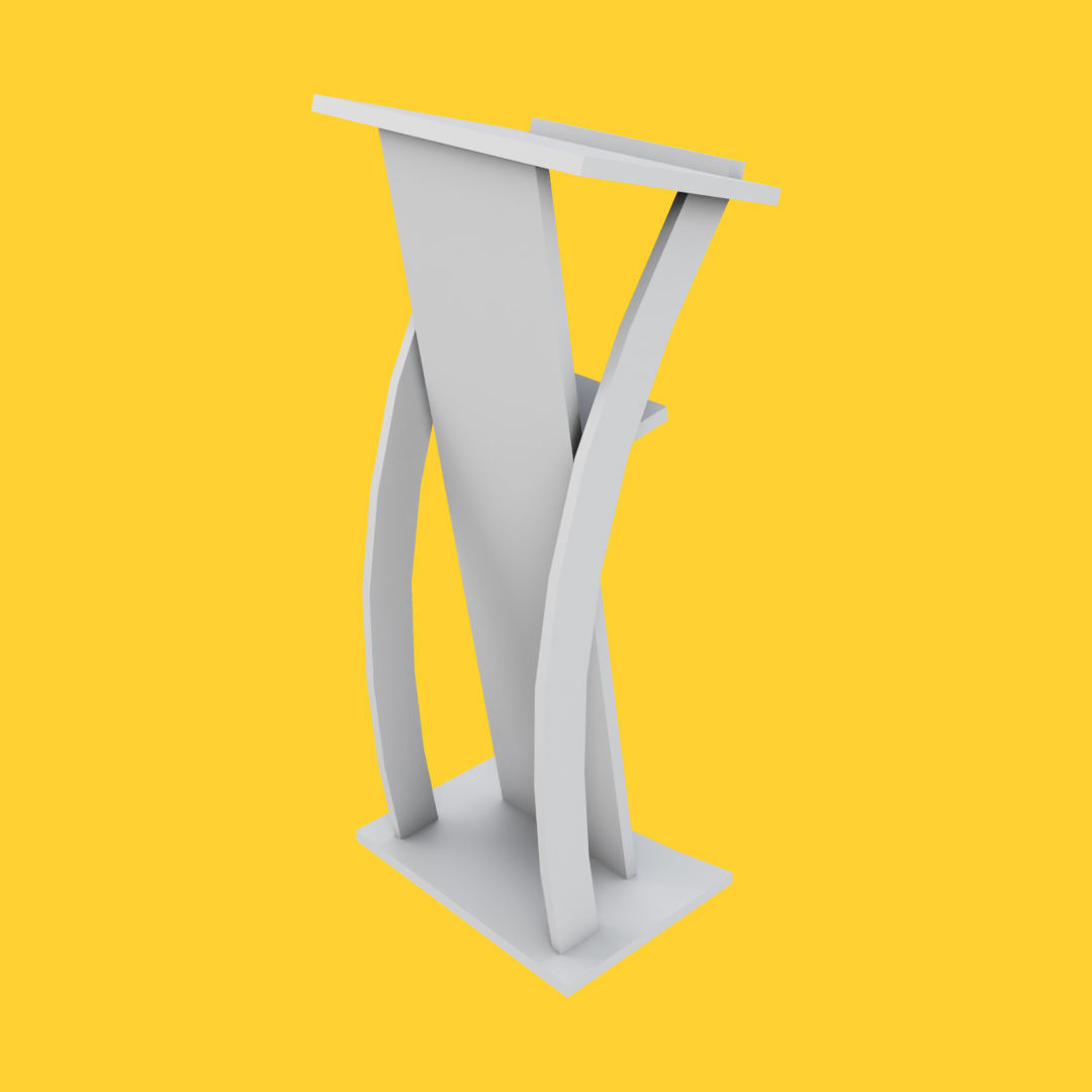 Curved metallic lectern Low-poly 3D model_16
