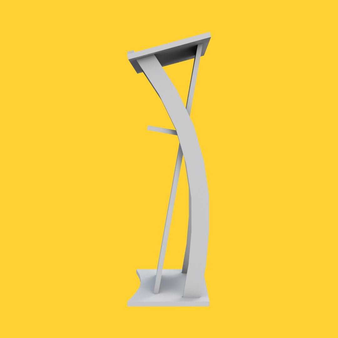 Curved metallic lectern Low-poly 3D model_14