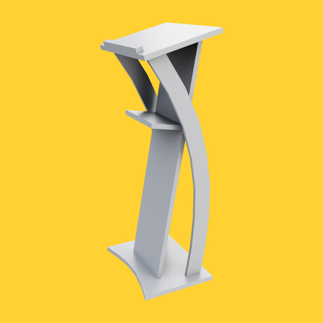 Curved metallic lectern Low-poly 3D model_11