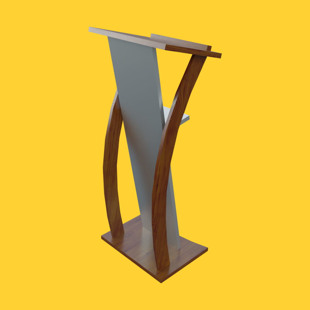 Curved metallic lectern Low-poly 3D model_9